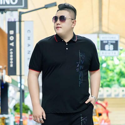 Extra Grote Heren Plus Size Revers Korte Mouw T-shirt Dikke Man Oversized Casual Poloshirt T-shirt met Kraag 7XL black