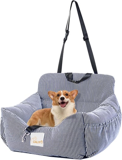 CALIYO Autostoel Hond – Hondenmand – 2 in 1 – Hondenmand - Wasbaar - Autostoel Hond - 55 x 50 x 30 cm - Hondenkussen - Hond Autogordel - Geschikt voor honden/katten tot 35 cm