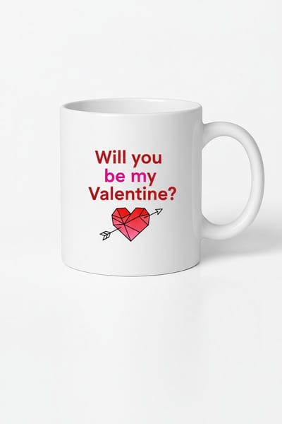 Valentijn Mok 'Will You Be My Valentine?' - Romantisch Cadeau Met Hart & Pijl Design