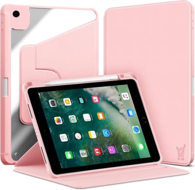 Hoes geschikt voor iPad 9.7 inch 2018-2017 / iPad Air 1 & Air 2 - Book Case Premium Sleep Cover Kunstleer 360 Graden Draaibaar met Auto/Wake Functie en Pencilhouder - Roze