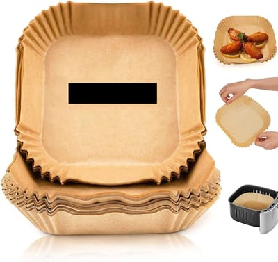 WiseGoods Premium Airfryer Wegwerp Bakjes - Bakpapier Vierkant - Accessoires Airfryers - Bakken Bakpapiervellen - Bakspullen 50stk