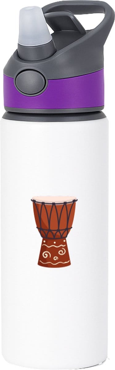 Hacebo® - Trommel waterfles met rietje paars - Drum - Muzikanten - muziek - muzikant - slaginstrument - water fles - 650ML