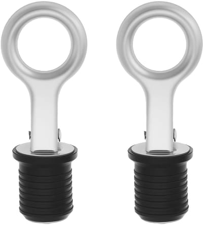 Dailygoody - Rubberen Bootpluggen - Afvoerpluggen Set - 2 Stuks - Roestvrij Staal - Bootaccessoires - Geschikt voor Booten - Zwart en Zilver