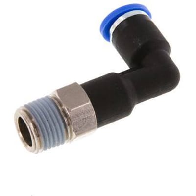 4mm x R1/8'' 90 graden L-verbinding Messing/PA 66 Insteekfitting buitendraad Lange Behuizing Draaibaar NBR [5 Stuks]