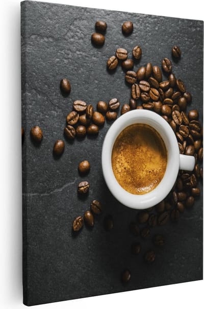 Artaza Canvas Schilderij Koffiebonen - 40x50 cm - Muurdecoratie Keuken - Wanddecoratie Espresso - Kamer Accessoires