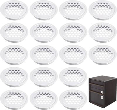 Ventilatieroosters - Luchtgaten - Kast Ventilatie - Honingraat Insectenwering - 35mm Diameter - Wit