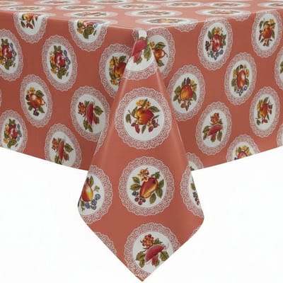 Protecttable - Rond Mexicaans Tafelzeil Carpetas Zalmroze ⌀118cm - Tafelkleed Afwasbaar - Kunststof