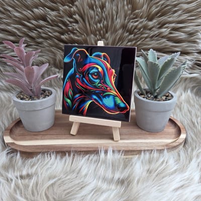 Wenstegeltje - mooi - cadeau - kado - decoratie - zomaar - deco - hondenliefde - Hazewindhond - Whippet - honden - dieren - woonkamer decoratie – Trendy nu - Hondenportret