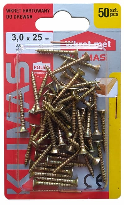 Wkręt-met - Geharde Schroeven - 3,0x25mm - Kegelhoofd - Volledige Draad