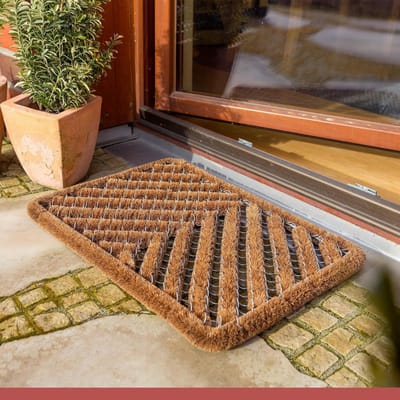 QIN® Borstelmat voor Buiten - Voetenveger met Borstels - Deurmat - Weerbestendig - Slijtvast - Natuurlijk - 60cm x 40cm x 2cm