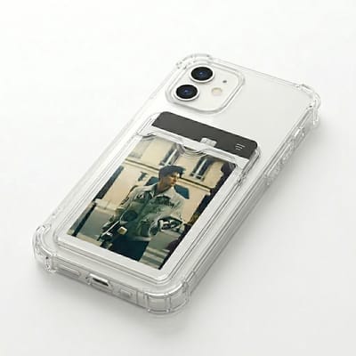 Transparant telefoon hoesje met kaarthouder geschikt voor iPhone 11 – doorzichtig TPU backcover case dames en heren – schokbestendig ontwerp met foto vak en verstevigde hoeken