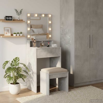 vidaXL - Kaptafel - Beton - Grijs - 50 - x - 41 - x - 135 - cm - Bewerkt - hout