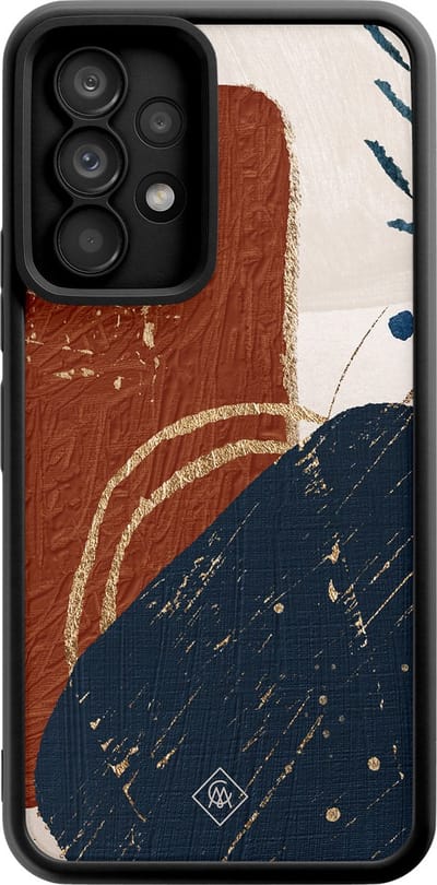 Casimoda® hoesje - Geschikt voor Samsung Galaxy A52 5G - Abstract Terracotta - Zwart TPU Backcover - Geometrisch patroon - Multi