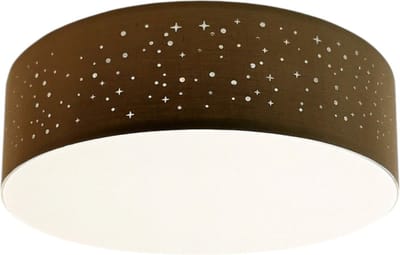 TRANGO 3134L LED Plafondlamp met 38cm Ø Starry Sky stoffen kap in *BRUIN* rond incl. 2x E27 LED lamp 3000K warm wit voor woonkamer - slaapkamer - gang - logeerkamer - kantoor plafondlamp - slaapkamer lamp - kantoorlamp