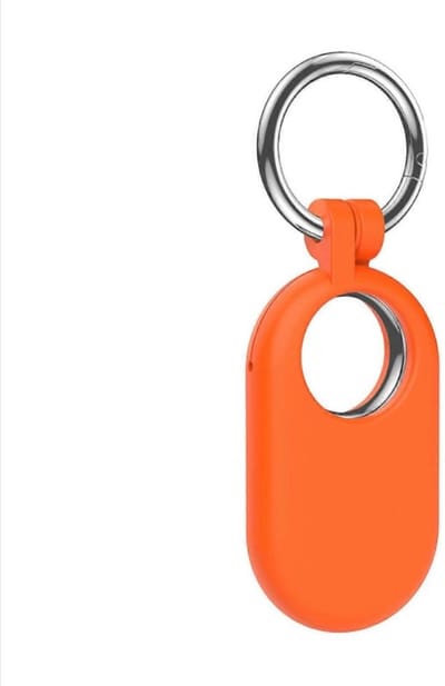 Hoesje geschikt voor Samsung SmartTag 2 - Tag sleutelhanger - Siliconen case - SmartTag protector - Hanger - Spullen kwijtraken - Oranje - Jonyx