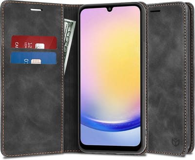 Hoesje geschikt voor Samsung Galaxy A25 - Techsuit Confy Book Wallet Case - Zwart