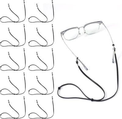 Brillenkoorden Set - Brilkoorden - Bril Veilig Dragen - Verstelbaar - 34 cm Lengte - Zwart