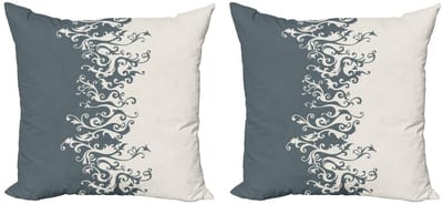 ABAKUHAUS Vintage Bloemen Kussenhoes – 2x40x40 cm – Dubbelzijdig bedrukt, rits, mikrofaser, donkerbeige