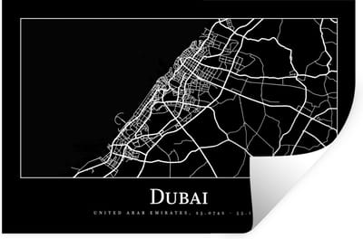 Muurstickers - Sticker Folie - Stadskaart - Dubai - Kaart - Plattegrond - 30x20 cm - Plakfolie - Muurstickers Kinderkamer - Zelfklevend Behang - Zelfklevend behangpapier - Stickerfolie