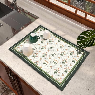 Afvoermat- Keukenblad-gootsteen-afwasmat-siliconen droogmat-afdruipmat-absorberende en antislipmat-geschikt voor keukens,-bars en koffiezetapparaten (groen - 40*60cm)