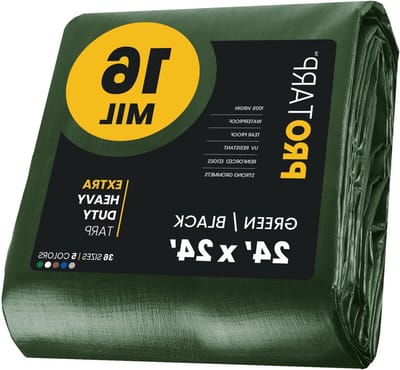 Waterproof Tarpaulin - Heavy Duty Sheet - Outdoor Protection - UV Resistant Tear Resistant - 7.3m x 7.3m - Green Black