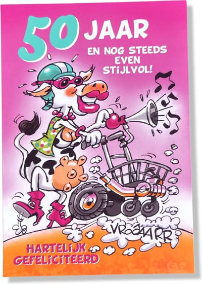 Hoera 50 jaar! Luxe verjaardagskaart Sarah - 12x17cm - Gevouwen Wenskaart inclusief envelop - Leeftijdkaart