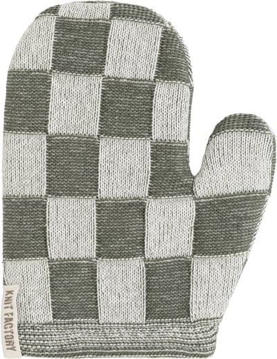 Knit Factory Ovenwant Block - Hittebestendige ovenhandschoen - keukenhandschoen - Gemaakt van 50% katoen & 50% acryl - Slijtvast - Ecru/Khaki