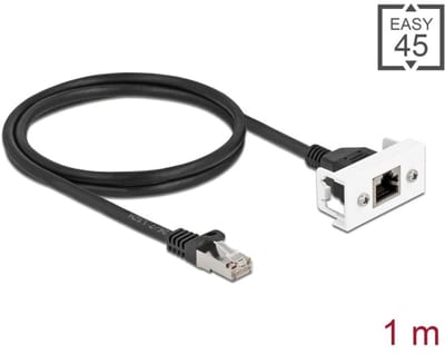 Delock Network Extension Cable for Easy 45 Module S/FTP RJ45 plug to RJ45 jack Cat.6A 1 m black