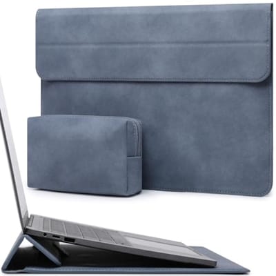 13,3-14 Inch Laptophoes Tas Hoes met Standaard Functie voor MacBook Pro 14 M5/M4/M3/M2/M1 2026-2021, MacBook Pro/Air 13,3, 13,5" 13,8" Surface Laptop, HP Spectre X360 13/14, Haze Blauw