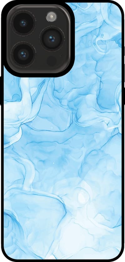 Smartphonica Telefoonhoesje geschikt voor iPhone 15 Pro Max met marmer opdruk - TPU backcover case marble design - Lichtblauw geschikt voor iPhone 15 Pro Max