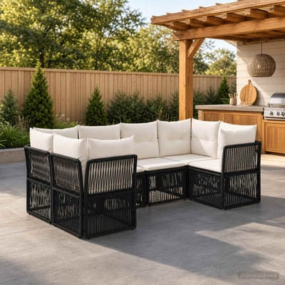 vidaXL - Tuinbank - Set - 6 - st - 6-Aantal - zitplaatsen - Zwart - poly - rattan