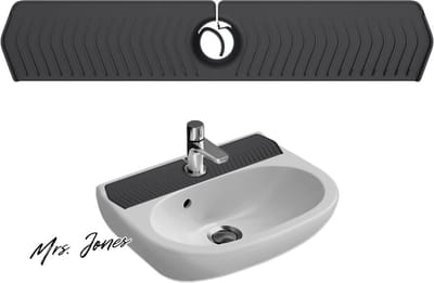 Mrs. Jones 1 stuk kraanpad gootsteenspatbeschermingspad keuken gootsteen spatbescherming zwart-RVS-materiaal .
