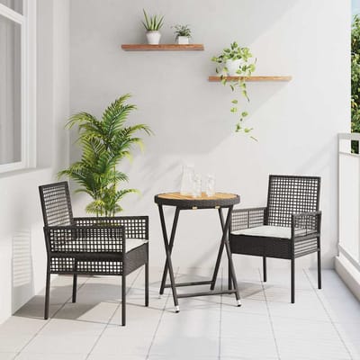 vidaXL - Tuin - Bistro - Set - 3 - st - Zwart - poly - rattan