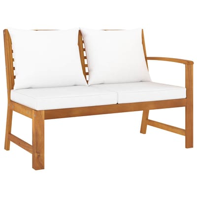 vidaXL - Tuinbank - met - crèmekleurig - kussen - 114,5 - cm - massief - acaciahout