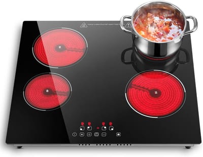 Keramische Kookplaat - 4 Zones - Thuis Koken - Gelijkmatige Warmte - 60 cm - Zwart