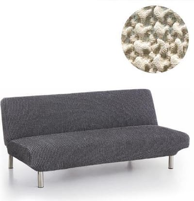 Belmarti® Bankhoes Milos Click Clack slaapbank 160cm tot 210cm breed - Ivoor - Premium elastische stof - Ademend en antistatisch - voor ultiem zit- en slaapcomfort