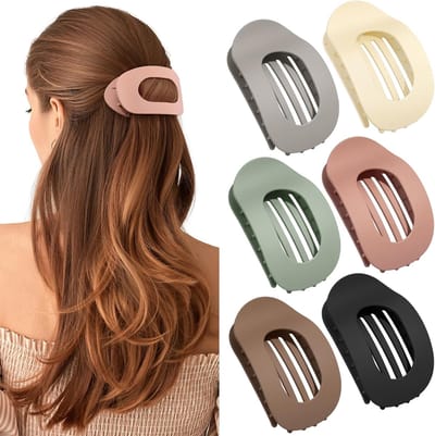 Haarklem - Haarclip - Haarclips voor Dames - 6 Kleuren - Antislip - Grote Platte Haarclips - Effen Kleuren - Flat-klauw Clip - Frans Mat - voor Dagelijks Gebruik, sport, autorijden
