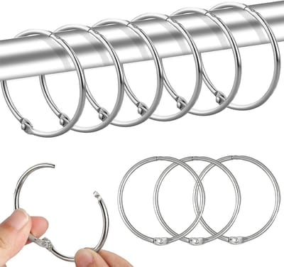 30 stuks geruisloze metalen gordijnringen met 25 mm binnendiameter voor ramen, deuren en douchegordijnen in zilver