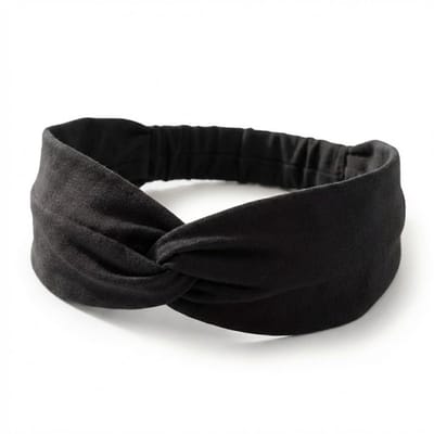 Zwarte stoffen haarband dames – elastische hoofdband met twist design – zachte modieuze haarband voor dagelijks gebruik, yoga en skincare