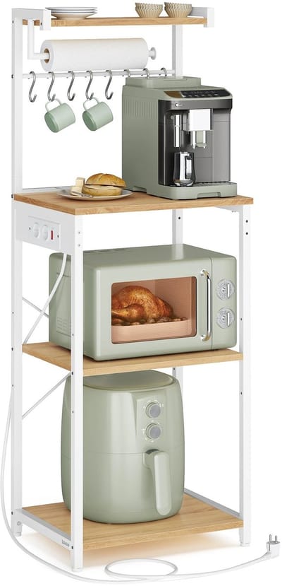 Keukenkast - Keukenrek - Buffetkast- Magnetronkast - Met Stopcontacten - Kast - Keukenkastje - Wit - 40x45x140cm