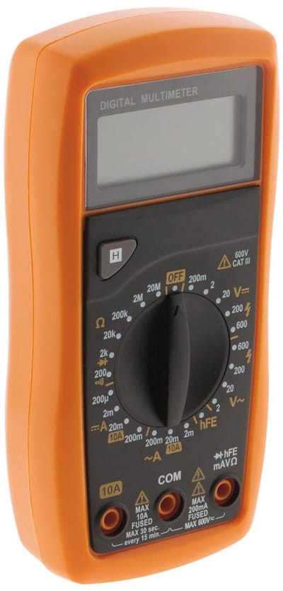 Schokbestendige Multimeter 17 Bereiken - Duidelijk LCD Scherm - Automatische Uitschakeling - Met Accessoires - Oranje