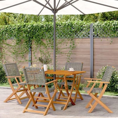 Tuinstoelen Inklapbaar - Klapstoelen Buiten - Buiten Zitten - Met Houten Armleuningen - 4 Stuks - Grijs