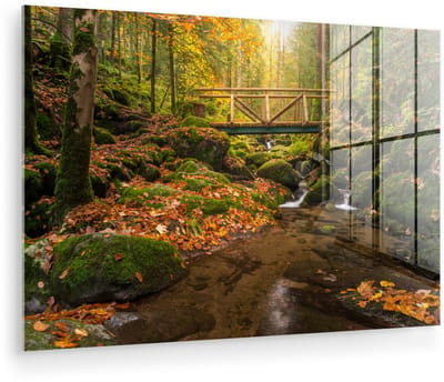 ® Glasschilderij 180x120 cm - Schilderij acrylglas - Het Zwarte Woud in Duitsland tijdens de herfst - Foto op glas - Muurdecoratie woonkamer - Wanddecoratie slaapkamer - Schilderijen