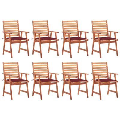 vidaXL - Tuinstoelen - 8 - st - met - kussens - massief - acaciahout