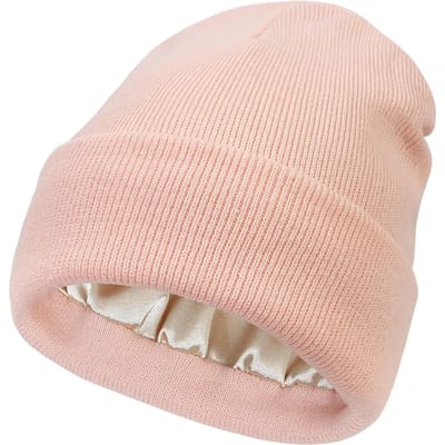 Unisex satijnen gevoerde antistatische muts voor vrouwen Winter zijden voering Slouchy warme omslag Skullies Outdoor Cap white