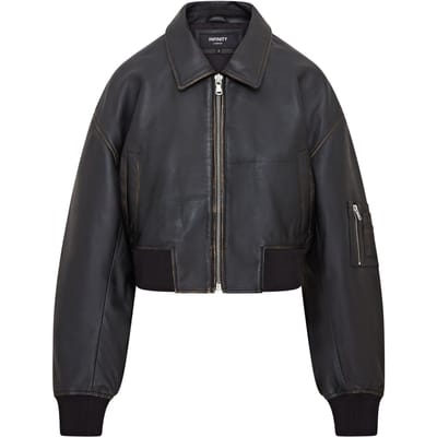 Oversized lederen MA-1 bomberjack voor dames
