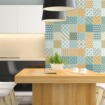 Zelfklevende muurtegelstickers voor keuken en badkamer - 30 geborduurde Scandinavische tegelstickers - 30 stickers 10x10cm