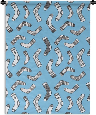 Wandkleed - Wanddoek - Sokken - Patronen - Vintage - 90x120 cm - Wandtapijt