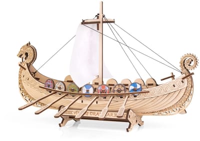 Eco Wood Art Modelbouwpakket Drakkar Schip - 3D Puzzel - Miniatuur Bouwpakket Volwassenen - DIY - Knutselen - Hout