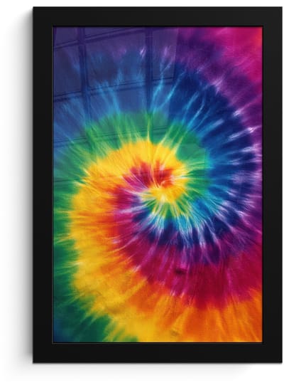 Poster in lijst - Fotolijst 20x30 cm - Posters - Regenboogkleuren - Spiraal - Kleurrijk - Posterlijst zwart - Decoratie - Wanddecoratie woonkamer - Muurdecoratie slaapkamer